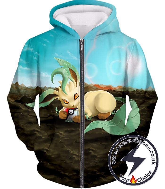 Pokemon Very Cute Wolf Grass Type Pokemon Leafeon Cool Zip Up Hoodie